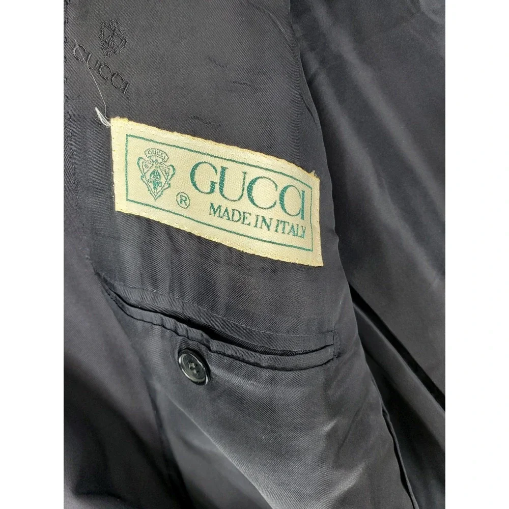 Vintage Gucci Black Sport‎ Suit Jacket 100% Wool double Breasted Men's 42 Chest